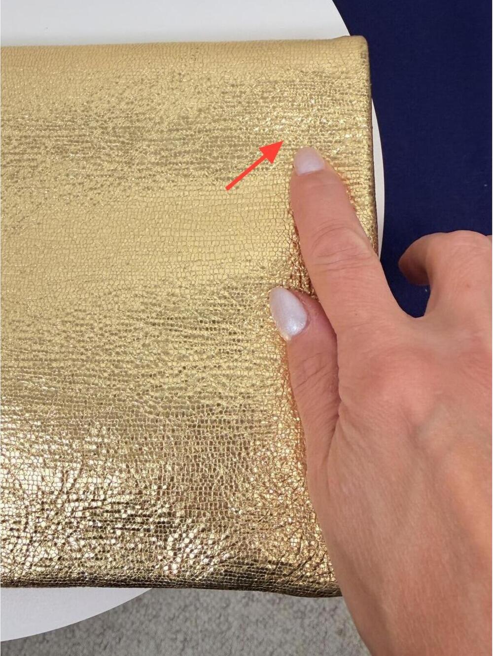 Saint Laurent Gold Metallic Leather Foldover Clutch Bag - Grained Calfskin - Picture 12 of 14